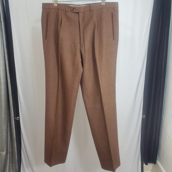 Vintage 1970's TAKE SIX New York Made in Italy Brown Twill Pants SZ 38.5